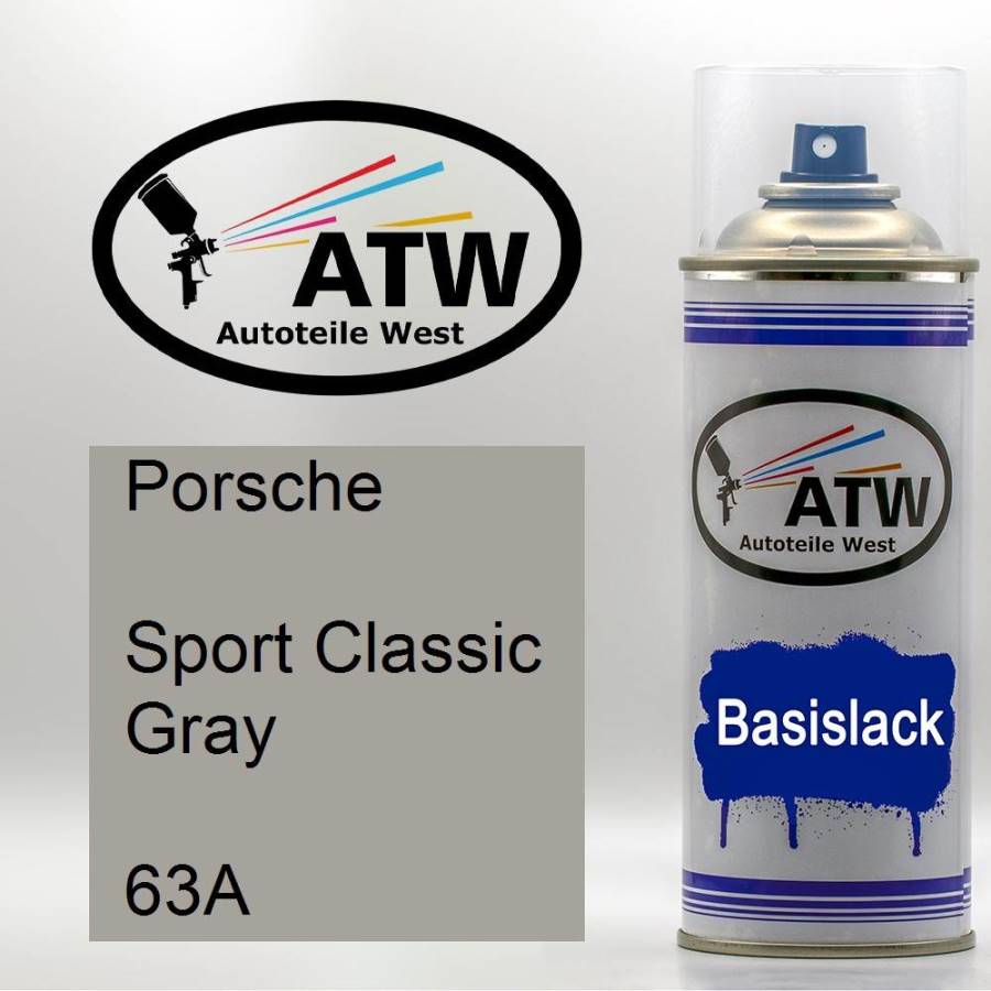 Porsche, Sport Classic Gray, 63A: 400ml Sprühdose, von ATW Autoteile West.